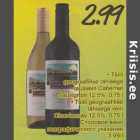 .Tšiili qeograafilise tähisеgа tauavein Саbеrnеt Sauvignon 12,5%,0,75l. Tšiili geograafilise tähisеgа vein Chardonnay 12,5%.0.75l