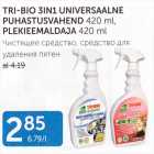 Allahindlus - TRI-BIO 3IN1 UNIVERSAALNE PUHASTUSVAHEND 420 ML, PLEKIEEMALDAJA 420 ML