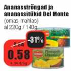 Allahindlus - Ananassirõngad ja ananassitükid Del Monte