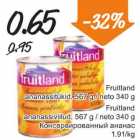 Allahindlus - .Fruitland ananassitükid, 567 g/neto 340 g .Fruitland ananassiviilud, 567 g / neto 340 g