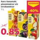 Aura õunamahl,
ploominektar või
virsikunektar
1 L