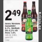 Allahindlus - Henry Westons õunasiider 8,2%, Medium Dry 6,5% või Perry 7,4%, 500 ml