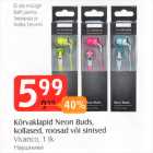 Kõrvaklappid Neon Buds, kollased, roosad või sinised
