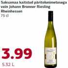 Saksamaa kaitstud päritolunimetusega
vein Johann Brunner Riesling
Rheinhessen
75 cl