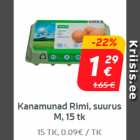 Магазин:Hüper Rimi, Rimi, Mini Rimi,Скидка:Куриные яйца
Rimi, размер M, 15 шт.