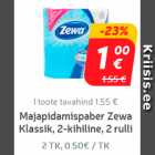 Majapidamispaber Zewa
Klassik, 2-kihiline, 2 rulli**