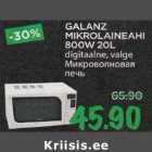 GALANZ MIKROLAINEAHI 800W 20L digitaalne,valge