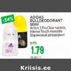 ADlDAS RULLDEODORANT 50ml Action 3 Pro Clear naistele,Intense Touch meestele 