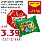 Celebrations kommid
karbis ja Mixed Minis
šokolaadibatoonid