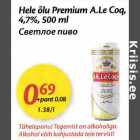Hele õlu Premium A.Le Coq, 4,7%, 500 ml
