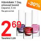 Hübriidlakk 7 Day,
erinevad toonid