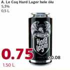 Alkohol - A. Le Coq Hard Lager hele õlu