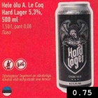 Hele õlu A.Le Coq Hard Lager 