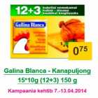 Allahindlus - Galina Blanca - Kanapuljong 15*10g (12+3) 150 g
