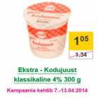 Allahindlus - Ekstra - Kodujuust klassikaline 4% 300 g