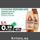 Allahindlus - SCHAUMA REPAIR&CARE
šampoon 250 ml,
palsam 200 ml