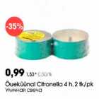Õueküünal Citronella 4h, 2 tk/pk