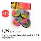 PapStar spiraalkaunistused, 4 tk/pk