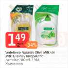 Vedelseep Naturals Olive Milk või Milk & Honey täitepakend