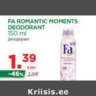 Allahindlus - FA ROMANTIC MOMENTS
DEODORANT
150 ml