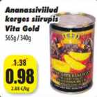 Allahindlus - Ananassiviilud
kerges siirupis
Vita Gold
565g / 340g