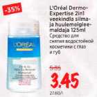 L"Oreаl Dermo- Expertise 2in1 veekindla silmaja huulemeigieemaldaja l25ml