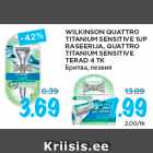 WILKINSON QUATTRO
TITANIUM SENSITIVE 1UP
RASEERIJA, QUATTRO
TITANIUM SENSITIVE
TERAD 4 TK