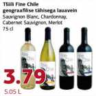Tšiili Fine Chile geograafilise tähisega lauavein
Sauvignon Blanc, Chardonnay,Cabernet Sauvignon,Merlot 75 cl