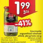 Gourmente orgaanilised rohelised olivid, 360 g/neto 210 g