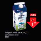 Allahindlus - Täispiim Alma 3,8-4,2%, 2 l