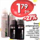 Oreon antiperspirant, 150 ml *naistele,aloe *naistele, oxygen *meestele, fresh * meestele, ice cool