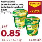 Allahindlus - Knorr nuudlid juustu-koorekastmes, kartulipuder peekonisibula 60 g / 57 g