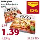 Allahindlus - Reinu pizza
singi,kolme juustu