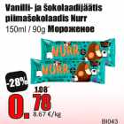 Vanilli- ja šokolaadijäätis
piimašokolaadis Nurr
