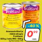 Магазин:Hüper Rimi, Rimi, Mini Rimi,Скидка:Ломтики ананаса и
кусочки в сиропе
Fruitland