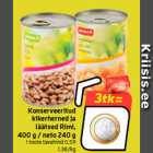 Konserveeritud
kikerherned ja
läätsed Rimi,
400 g / neto 240 g