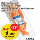 Магазин:Maxima,Скидка:Брюшки лосося холодного копчения