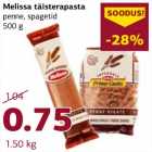 Melissa täisterapasta penne, spagetid 500 g