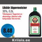Allahindlus - Liköör Jägermeister
35%, 0,5L
