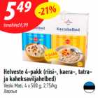 Helveste 4-pakk (riisi-, kaera-, tatraja
kaheksaviljahelbed)
