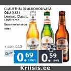 Allahindlus - CLAUSTHALER ALKOHOLIVABA 
ÕLU 
0,33 l