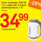 Acme veekeetja, 2400W, 1,5 l, valge-hall, 4 soojendustemperatuuri