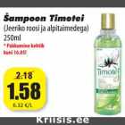 Allahindlus - Šampoon Timotei
(Jeeriko roosi ja alpitaimedega)
250ml