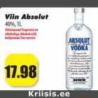 Allahindlus - Viin Absolut
40%, 1L