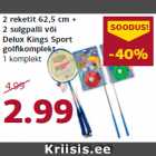Allahindlus - 2 reketit 62,5 cm +
2 sulgpalli või
Delux Kings Sport
golfi komplekt