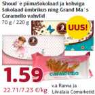 Shoud´e piimašokolaad ja kohviga
šokolaad ümbrikus ning Grand Ma´s
Caramello vahvlid