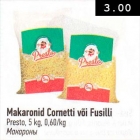 Allahindlus - Makaronid Cornetti või Fusilli