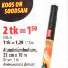Alumiiniumfoolium, 29 cm x 10 m, Selver, 1 tk