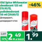 Old Spice Whitewater
deodorant 125 ml
(15.92/l),
pulkdeodorant
50 ml (39.80/l)