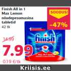 Finish All in 1
Max Lemon
nõudepesumasina
tabletid
42 tk